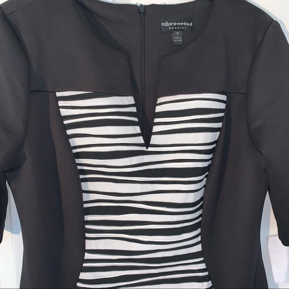 Connected Apparel Dress Black and White Zebra Print figure hugging dress size 8 - Picture 2 of 4